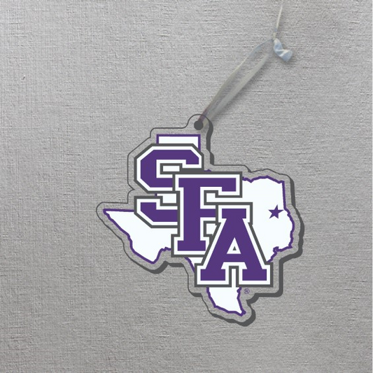 CDI Ornament - Texas State Shape With SFA Logo