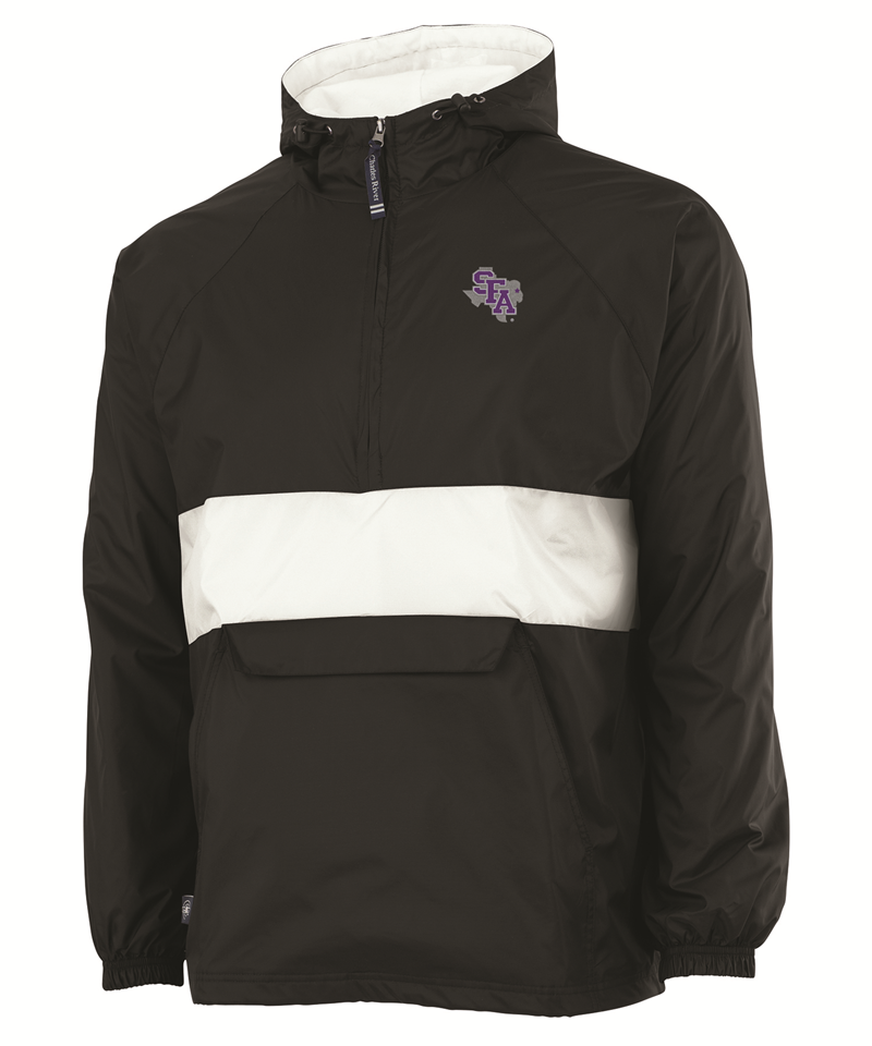 Charles River SFA Half-Zip Rain Jacket In Black and White