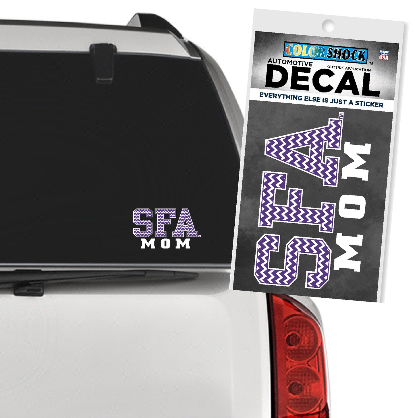 SFA Mom chevron car decal