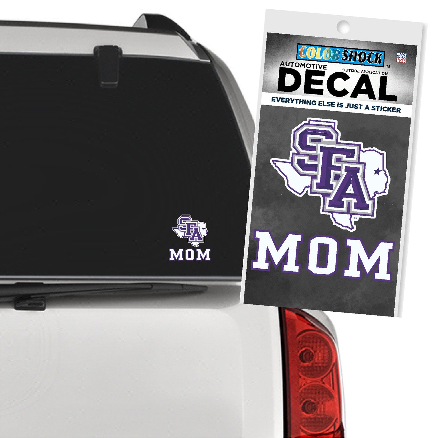 SFA Mom Texas Stacked car decal