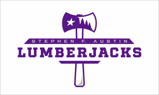 3'X5' White SFA Lumberjacks Logo w/ Grommets